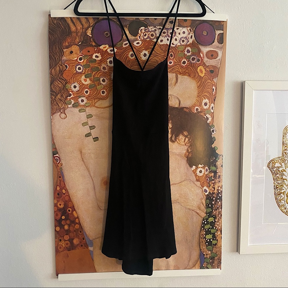 Reformation Black Mini Dress size L - knit ribbed
